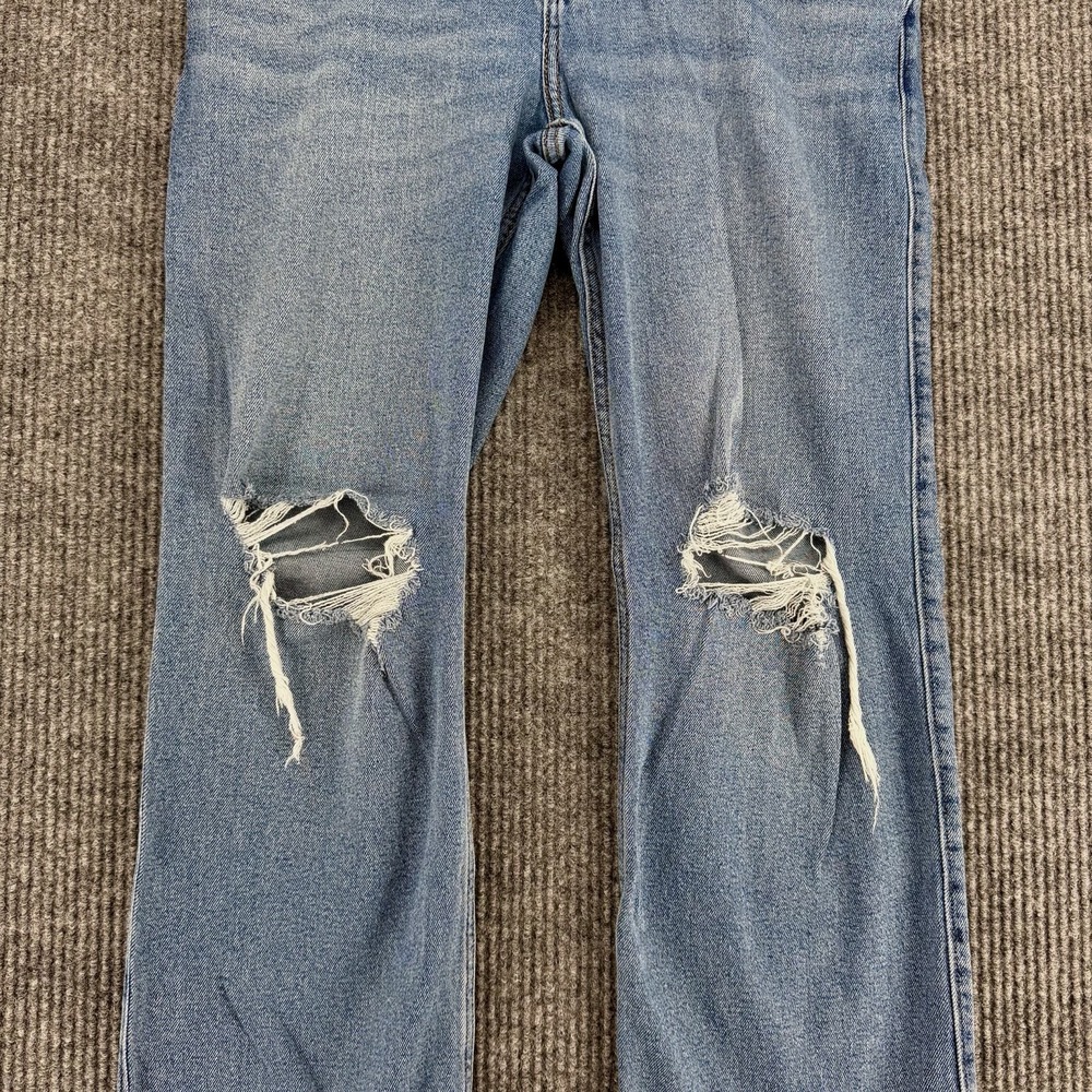Hollister Jeans Womens 2R W26 Blue Low Rise Baggy Distressed Ripped Denim Knee - Picture 2 of 11